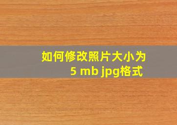 如何修改照片大小为5 mb jpg格式